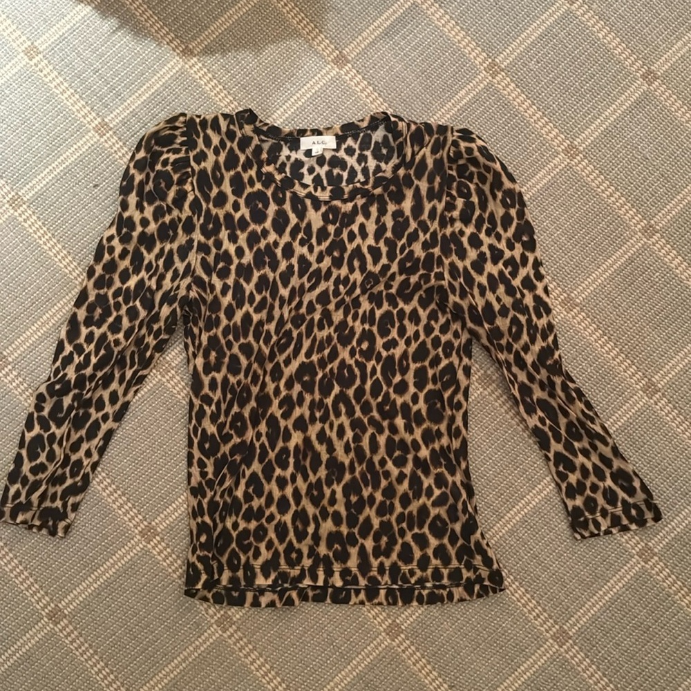 ALC leopard long sleeve top with puffed sleeves size xs